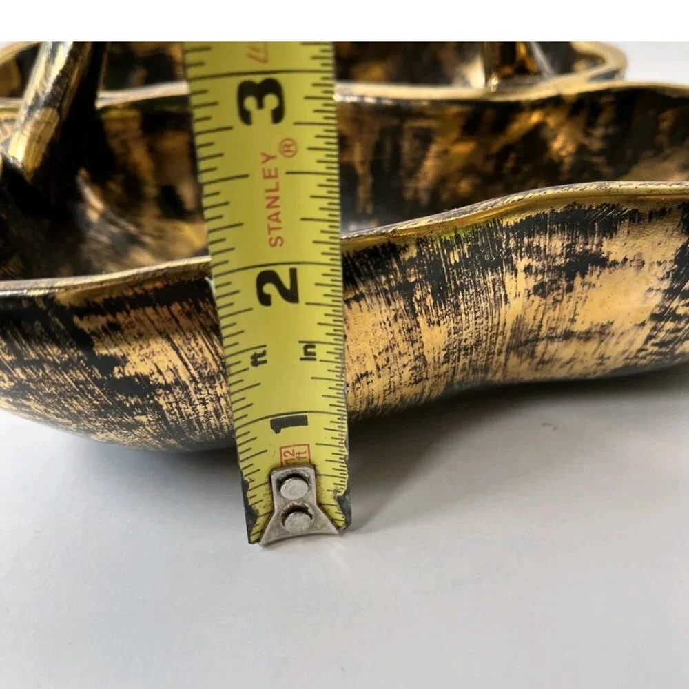 Vintage STANGL Black Gold Double Pear Bowl #3782 22K Gold MCM Pottery